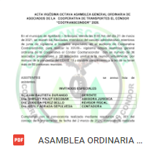 ASAMBLEA ORDINARIA COOTRANSCONDOR 2020